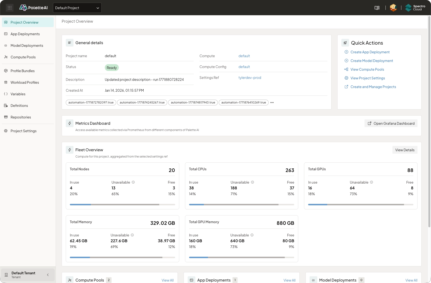 Project overview page