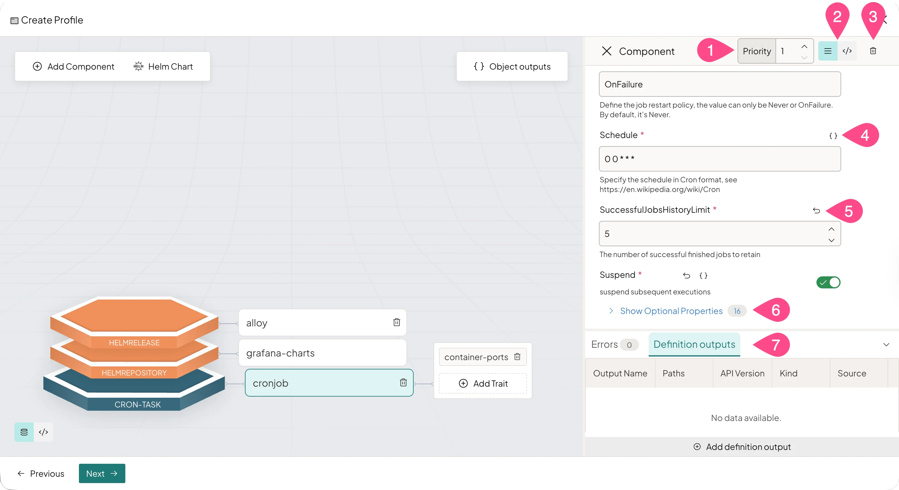 Component drawer actions